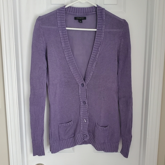 Banana Republic EUC Linen & Cotton Purple Cardigan - Picture 4 of 5